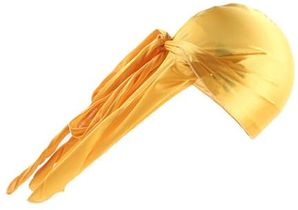 CLSSLVVBN Long Tail Silk Durag för män Mjuk och behaglig Brett utbud av applikationer Long Tails Silk Durag med lång svans, Gul
