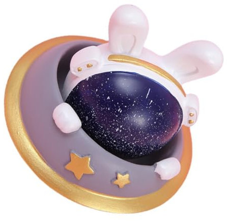 AOKWAWALIY 1 x Weltraumhasen-Ornament, Weltraum-Hase, Kunstharz, Handwerk, Dekoration, Hasenstatue, Innendekoration, Auto-Dekoration, Kaninchen, Tischdekoration, Schreibtischaufsatz, Bürodekoration,