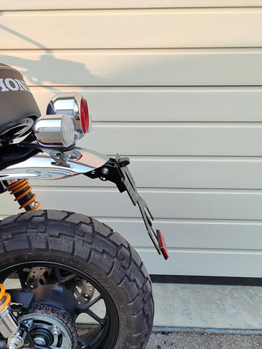 kurzer Kennzeichenhalter für Honda Monkey Z125 MA ab 2018-2026 Kennzeichenträger REVO Umbau Heckumbau Tail Tidy kurzes Heck Classic Retro Kult Moped mit Kennzeichenleuchte monkeyZ125ma