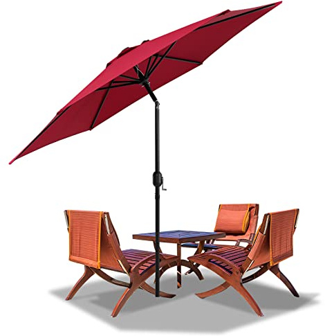 Jopassy Sonnenschirm 270cm Sonnenschutz knickbar,Sonnenschirm strand Neigungswinkel und Höhe verstellbar ohne Ständer,Strandschirm für Terrasse,Balkon,Strand,Rot