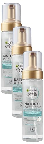 Garnier Selbstbräunungsmousse, Pflegender Selbstbräuner für eine natürliche und fleckenfreie Bräune, Ambre Solaire Natural Bronzer, 1 x 200 ml (Packung mit 3)
