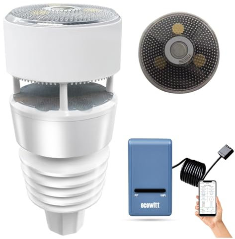ECOWITT Weather Stations with Outdoor Sensor Wireless UK, 7 in 1 Solar Power Garden Weather Sensor Unit WS90, 3 in 1 Home Indoor WiFI Gateway GW1100 Built-in Temperature-humidity/Barometric Sensors