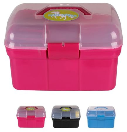NETPROSHOP Putzbox mit verschiedenen Bürsten in passenden Farben ca.29x19x20cm Pferdepflege, Farbe:Fuchsia