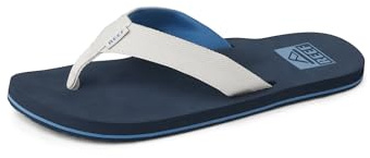 Reef Twinpin Mens Beach Flip Flop, Soft Cushion Footbed, Water Friendly, Grey/Navy, 11