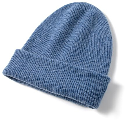 Tinncana 100% Puro Cachemire Cappello a Doppio Strato per Donne e Uomini, Cappello Invernale Morbido a Coste Unisex (IT, Testo, Taglia Unica, Blu)