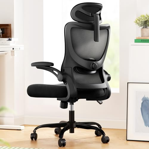 Marsail Ergonomic Office Chair: Computer Desk Chair with High Back Adjustable Lumbar Support 3D Armrests and Headrest 101°-120°Rocking Mesh Swivel Task Chairs for Home Office