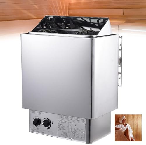 Sauna Heater, 3KW-9KW Stainless Steel Electric Sauna Heating Stove with Internal Controller for Home Hotel Spa Steam Room, Timer: 0-180 Min, Temperature: 0-110℃, Applicable Space: 2-13m³,4.5KW