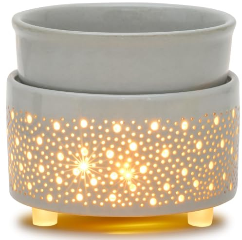 Geronland Electric Ceramic 3-in-1 Wax Melt Burner Oil Burner Glow-Grey