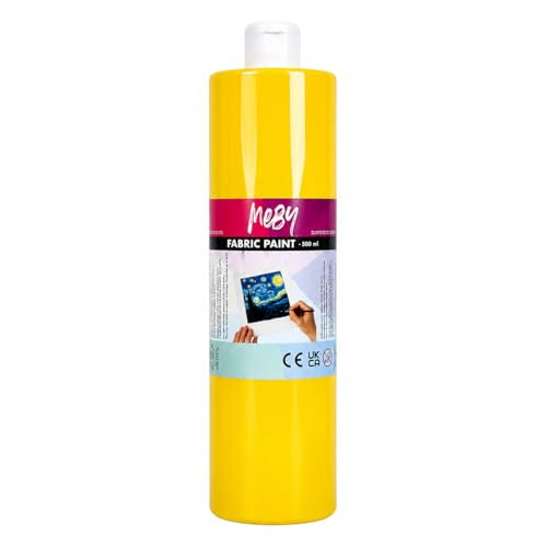 Stoffmalfarbe 500 ml – Textilfarbe für helle Stoffe, waschbeständig & bügel-fixierbar (Gelb)