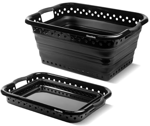 CleverMade Collapsible Laundry Baskets - 39L Foldable Large Collapsible Laundry Basket with Handles for Space Saving Storage, Black, 1 Pack