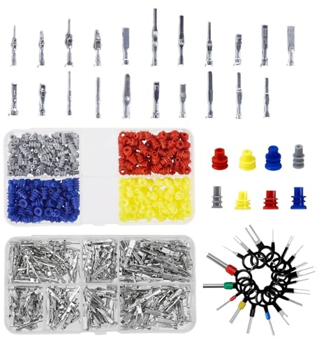 Set di 690 connettori per auto, connettori elettrici, set di guarnizioni per cavi maschili e femminili, set di attrezzi per la rimozione di 1/1,5/2/2,8/3,5/4 mm, per moto, auto e barche