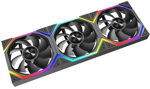 Jungle Leopard SR120 X3 Fans，120mm ARGB and PWM Case Fan，Axle Core Double Ring CD Pattern Module，Daisy-Chain 5V ARGB Fans 120mm Triple Pack Suitable for Computer Case (Black Reverse)