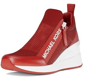 Michael Kors Women's Willis Wedge Trainer, Crimson, 9