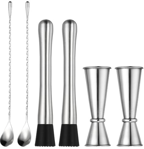 PATIKIL Set di 2 pestelli per cocktail, misurino da cocktail da 12,5 cm, con cucchiaio