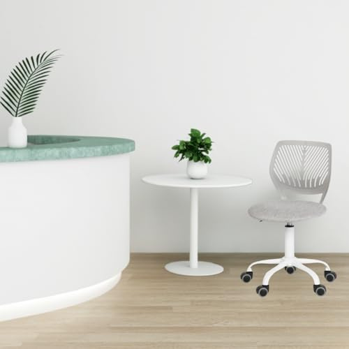 HOMYLIN 1er-Pack Empfangsstuhl, Ergonomischer Empfangshocker, Höhenverstellbarer Konferenzstuhl mit Rollen, Bequemes Sitzen, Vielseitig für Büro, Empfangsbereich, Hellgrau