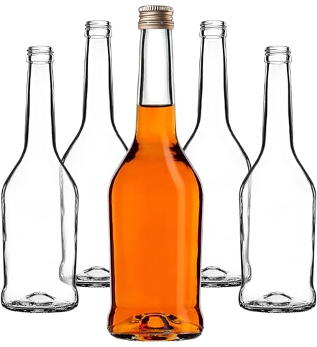 KADAX 50er Set Likörflaschen 500ml, Leere Flaschen zum Befüllen von Öl, Essig, Likör, Wein und Schnaps, Glasflaschen, Schnapsflaschen, Saftflaschen (Gold)