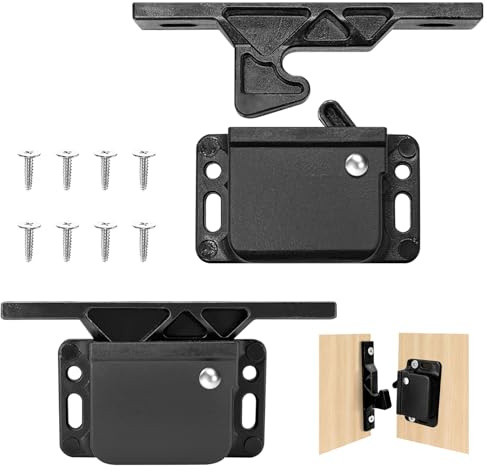 Schranktürverriegelung Schnappverschluss Schrankschloss Wohnwagen Schrank Verriegelung - Camping Car Schubladen Verschluss mit 8 Schrauben, Push Lock Schloss Wohnmobil Schubladenverriegelungen (2 PCS)