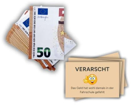 PROVISO TOOLS Auto Gadgets Lustige Falschparker Karten Fake 50€, 50 Stück | 50€-Optik, cellophaniert, 350g/m² Papier, wetterfest, Druck in Deutschland – als Strafzettel & Parkzettel, inkl. Beutel