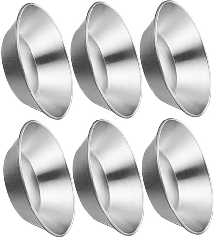 TOGEVAL 6 Piezas Molde para Tartaletas de Aluminio Molde Antiadherente para Repostería Casera para Tartas Gelatinas y Postres Fácil de Desmoldar y Limpiar