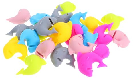 FUNNETOYU 24pcs Shark Shaped Silicone Drink Labels Reusable Wine Glass Markers Party Identifiers for Beer Cups Home Bar Events Gift