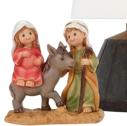 Estatuas católicas - Cartón de la resina de Navidad José y Virgen María Figuras Figurines, Ornamento de esculturas religiosas | Decoración de mesa cristiana, abrigo de chimenea, exposición de la