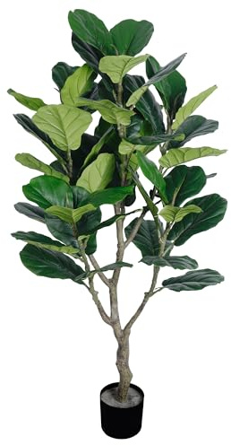 Artificial Fig Tree, Faux Ficus Tree Indoor 137cm Fake Fiddle Leaf Plant for Home Office Living Room Bedroom Decor