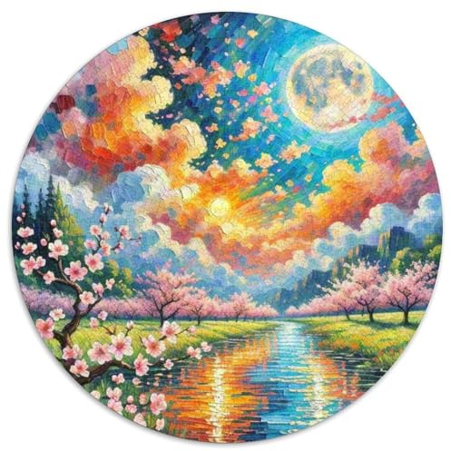 Pfirsichblüte Puzzle 1000 Teile Rund Fur Erwachsene Und Kinder Blumen Legespiel Geschicklichkeitsspiel Geschenk Fordernd Kleinkinder 1000pcs (67.5x67.5cm)