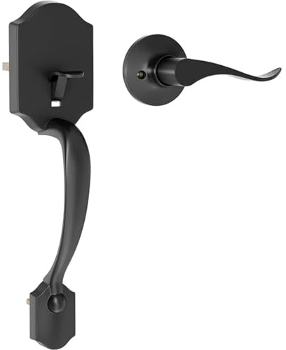 CGUOHU Manija De Puerta Con Cerradura Manija de puerta principal sin cerradura, manijas exteriores negras con palanca paso, entrada reversible for izquierda o derecha