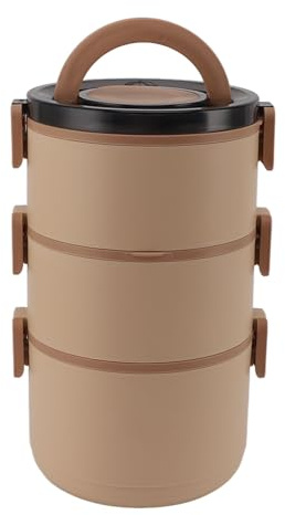 Keenso Boîte à déjeuner isotherme en acier inoxydable - Boîte anti-fuite pour bureau, école, camping, boîte à déjeuner portable pour repas chauds (3 couches)
