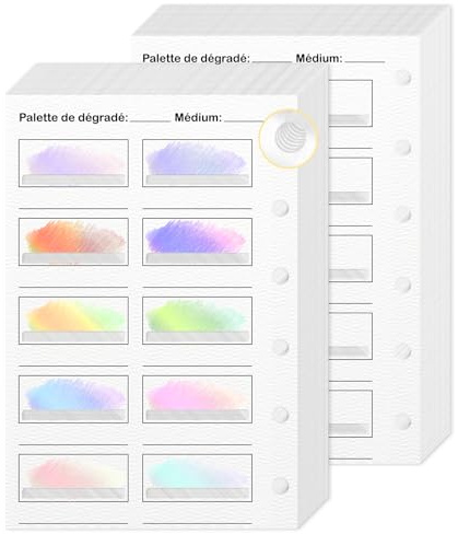 jiawaggag Nuancier à Colorier Avec Trou Trou Allongé 100 Feuilles Mobiles Nuancier Coloriage 8.1x12cm Reliure de remplacement 300g/㎡Anneau Impression UnilatéRale Convient Aux Feutres Crayons