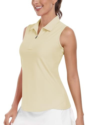 MoFiz Camisetas Sin Mangas para Mujer Polo Verano Camisetas Deportivas Tank Top Golf con Cremallera