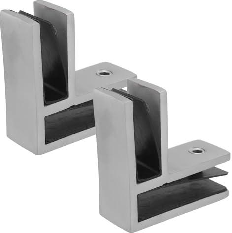 Gatuida 2pcs Glass Panel Clips Clamps for Railing Stainless Steel 2.59x2.55x0.98in Corrosion Protection Secure Glass Mounting Modern Style for Home Decorations Indoor Use