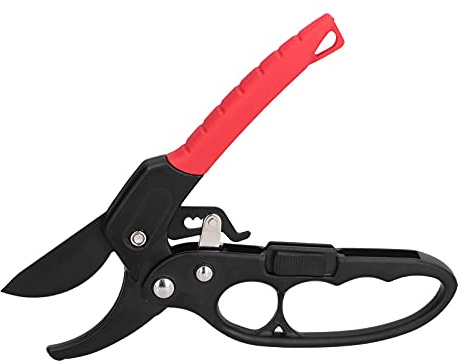 Tijeras de podar Rojo Negro Segmentado Trinquete Rama Tijeras Interruptor deslizante que ahorra esfuerzo Tijeras de podar para huerto