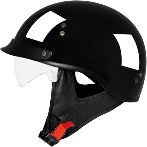 KKVGP Retro Motorrad Halbhelme Motorradhelm für Herren und Damen DOT/ECE-Zugelassen Motorradhelm mit Visier Jethelm, Roller-Helm Scooter-Helm Moped Mofa-Helm Vintage Chopper(3,M(57~58CM))