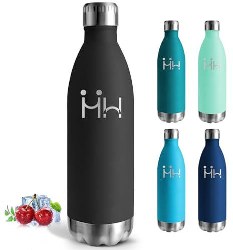 Botella Agua Acero Inoxidable, 1 litro Botella Termica, sin BPA, A Prueba de Fugas, Cantimplora Acero Inoxidable, Aislamiento al Vacío, Cantimplora para Pilates, Cámping, Gimnasio