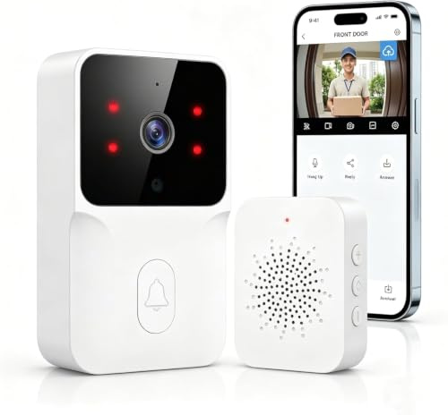 Générique Sonnette sans Fil Extérieure Étanche,Sonnette Vidéo sans Fil avec Caméra,1080P Surveillance WiFi de Vision Nocturne HD,Audio Bidirectionnel, Alertes de Détection Humaine