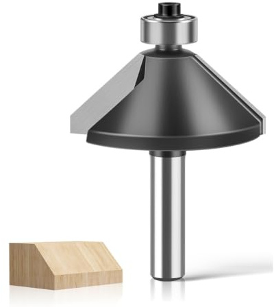 Fraise à chanfreiner à 45 degrés avec tige de 8 mm, outil de coupe du bois avec roulement à billes pour bois tendre, bois dur, Ø 44 mm