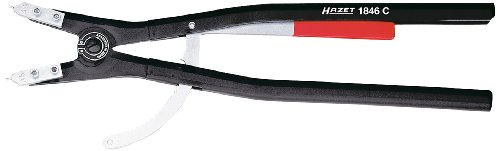 HAZET Zange, für Sicherungsringe 1846C-5, Zangenschenkel Stahlblech | pulverbeschichtet, Länge 538 mm, 1757 g, Länge: 538 mm, Gerade für Außensicherungen (Wellen), Zangenschenkel Stahlblech