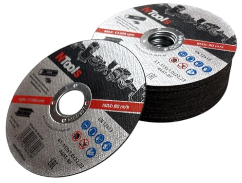 NTools SDC - Trennscheiben 115 x 1,0 x 22,23 mm, 25 Stück | Dünne und langlebige Trennscheiben zum Schneiden von Metall, Stahl und Edelstahl (Inox), passend für Winkelschleifer