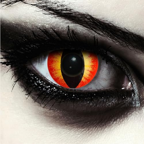DESIGNLENSES, Farbige rote Katzenaugen Halloween Kostüm Kontaktlinsen, 1 Paar (2 Stück),weiche Drachen Farblinsen ohne Stärke, Red Dragon