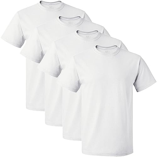 Fruit of the Loom Undertröja för män (förpackning med 4), Vanlig – besättning – 4-pack vit, XL
