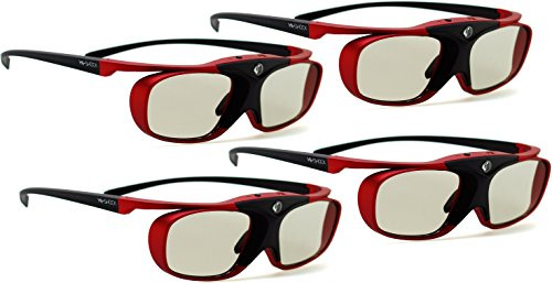 4x Hi-SHOCK RF Pro Scarlet Heaven Funk 3D Brille für EPSON, JVC UHD, SONY 4K 3D Beamer | kompatibel zu: EPSON ELPGS03 / JVC PK-AG3 & PK-EM2 Emitter, DLA-X 7000, DLA-X 500R, DLA-RS 400, DLA-X 9000
