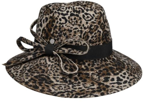 LIERYS Schlapphut Leo-Print Eleganter Wollfilzhut Damen Herbst Winter Made in Italy braun-meliert One Size