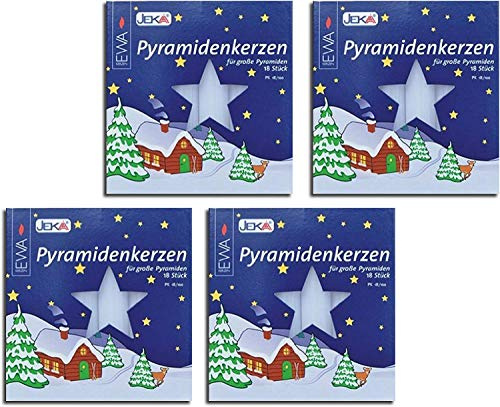 Jeka Kerze weiß 4, 18 x 10.5 mm Pyramidenkerzen (72 Stück) Unparfümiert