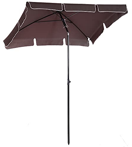 Outsunny Sonnenschirm Strandschirm Gartenschirm Schirm Balkonschirm Sonnenschutz knickbar Kaffee-Braun