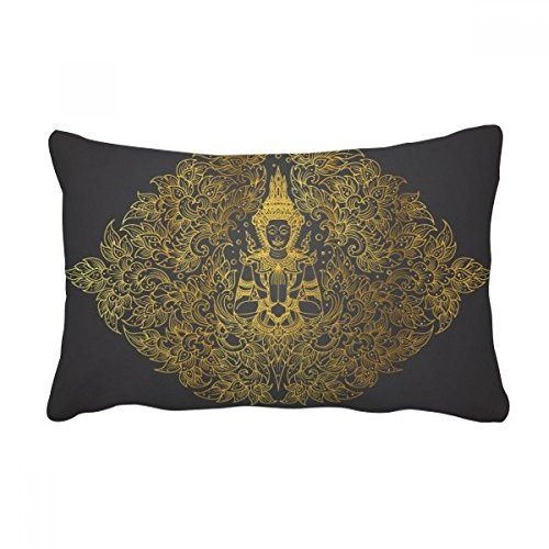 DIYthinker Thai Symmetrical Gold Foil Illustration Throw Pillow Lumbar Insert Cushion Cover Home Decoration