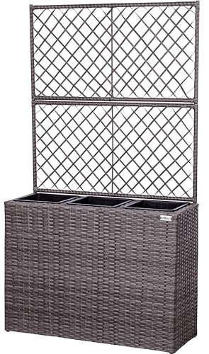 STILISTA® Blumentopf aus Polyrattan mit 2 Rankgittern und 3 herausnehmbaren Innentöpfen, in 4 unterschiedlichen Farben, grau