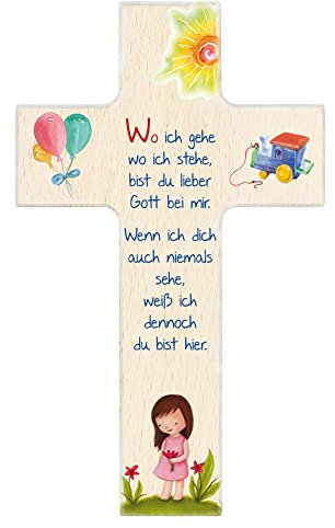 Fritz Cox Kinderkreuz 'Wo ich gehe, wo ich stehe' Mädchen 15cm natur