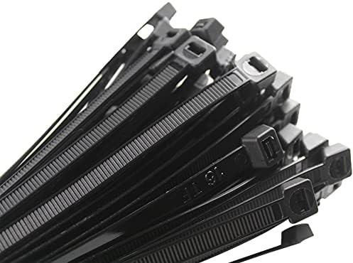 CRINSTON - Collier de Serrage 300 mm x 4,8 mm, Attache Câble, Serre Câbles Rilsan Nylon, Colliers Serre-Cable 300mm, Noir, Lot de 100 Pièces.