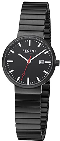 REGENT Damenuhr mit Edelstahl Zugband 29 MM Durchmesser im Bahnhof Look Datum F-1360